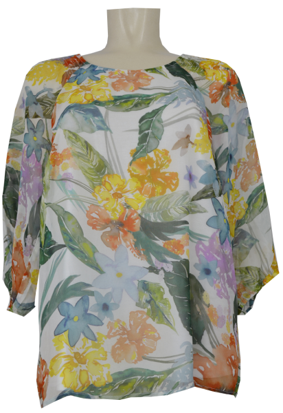 3/4 Arm Blusen Shirt in floral gemustert