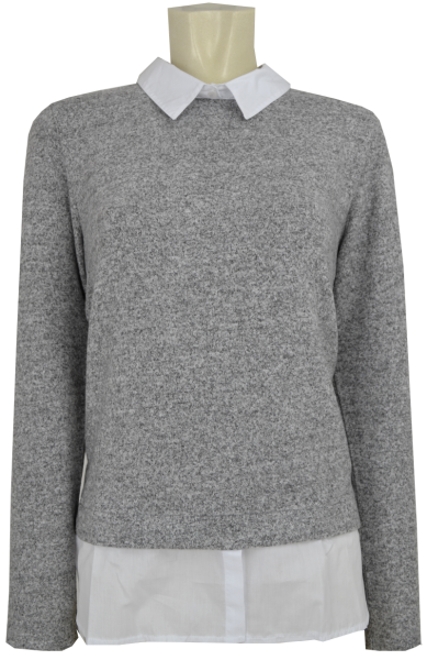 Blusenpullover in grau meliert