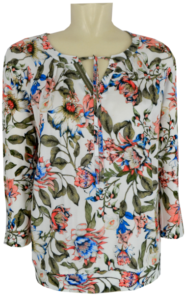 3/4 Arm Blusen-Shirt in allover floral gemustert