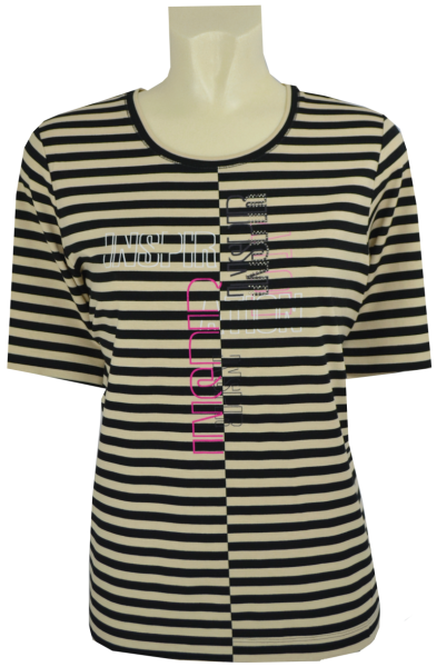 1/2 Shirt in geringelt mit Print