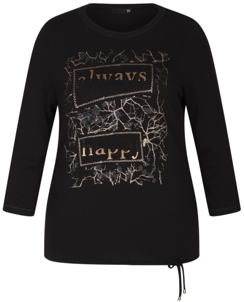 3/4 Arm T-Shirt in schwarz mit Print