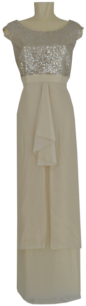 Langes Abendkleid in beige-gold