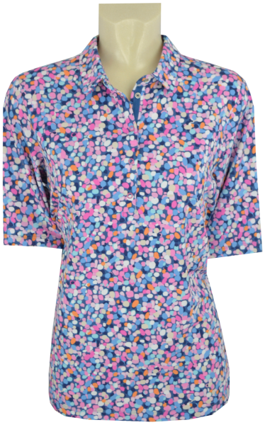 1/2 Arm Polo Shirt in allover fein gemustert mit rose