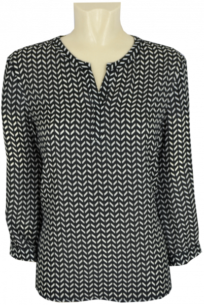 Shirt mit 3/4 Arm in schwarz-ecru gemustert