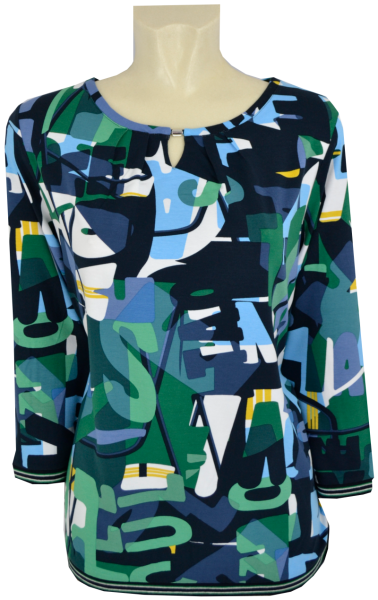 3/4 Arm Blusen Shirt in mehrfarbig gemustert