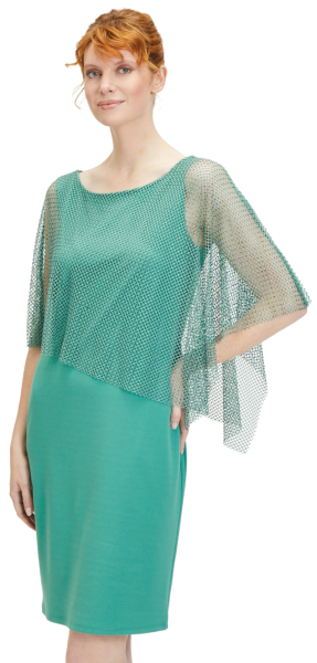 Mittellanges Kleid mit Volant in silky green