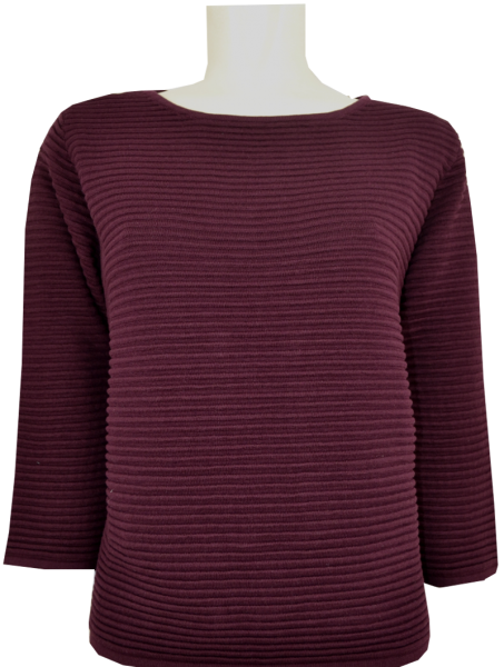 Pullover in cassis mit Rippen Optik