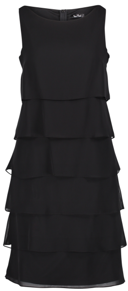 Mittellanges Volant Kleid in jet black