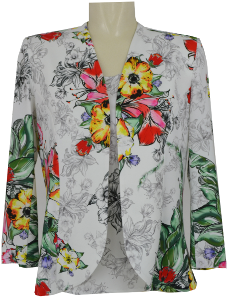 Twin-Set in hell floral gemustert