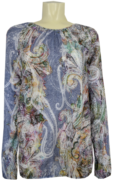 1/1 Arm Blusen Shirt mit gerafftem Ausschnitt