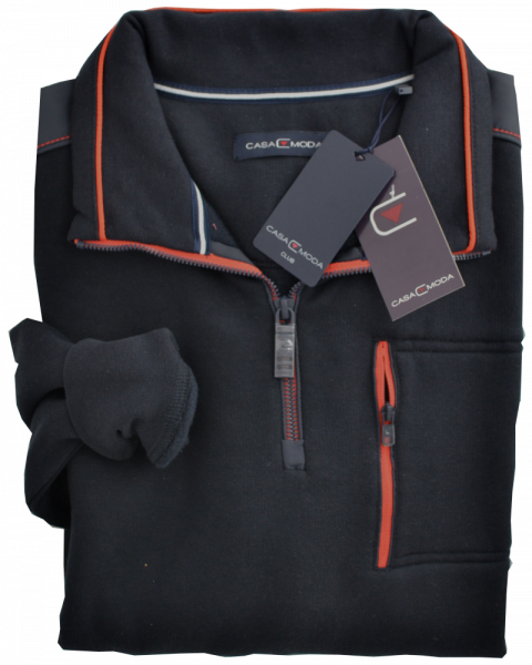 Sweat als Troyer in marine-blau mit orange
