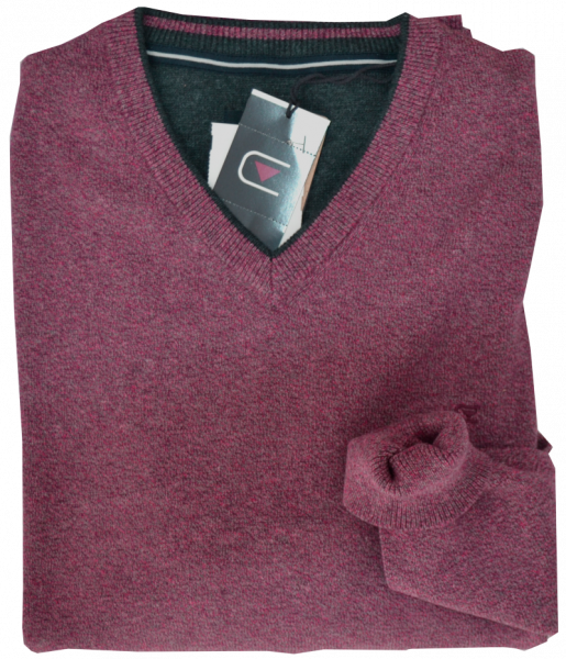 Pullover mit V-Ausschnitt in beere meliert