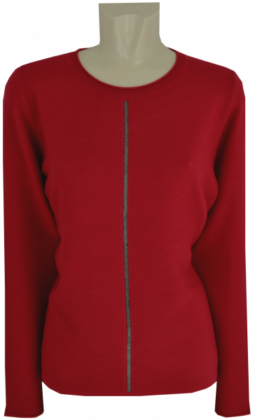 Pullover mit Rippen Optik in rubin rot