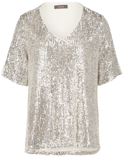 Paillettenshirt in cream-silver