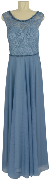 Langes Ballkleid in rauchblau