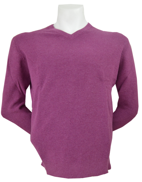 Pullover mit V-Ausschnitt in uni pflaume