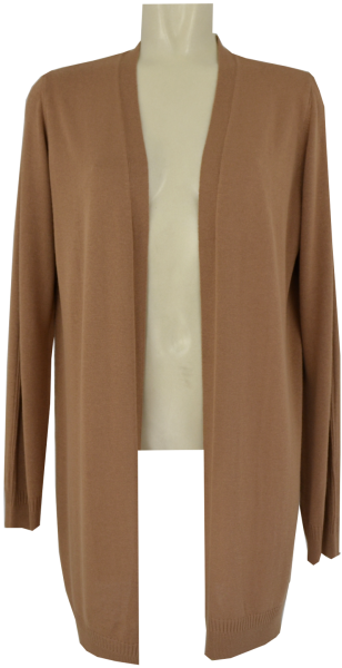 Offene Long Strickjacke in caramel