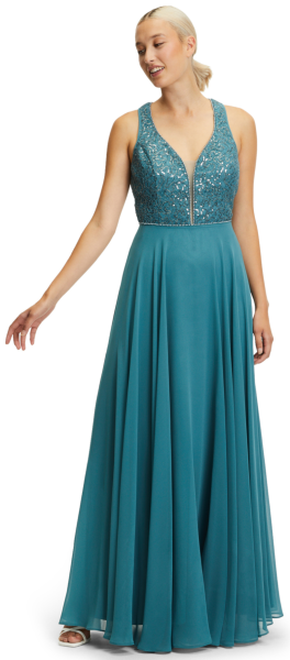 Langes Ballkleid in smoky teal