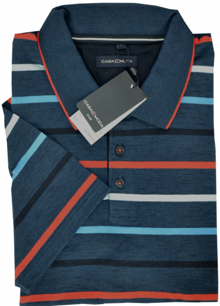 1/2 Arm Polo Shirt in blau geringelt