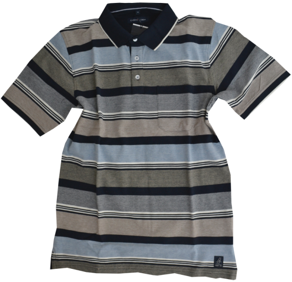 1/2 Arm Poloshirt in mehrfarbig geringelt-Copy