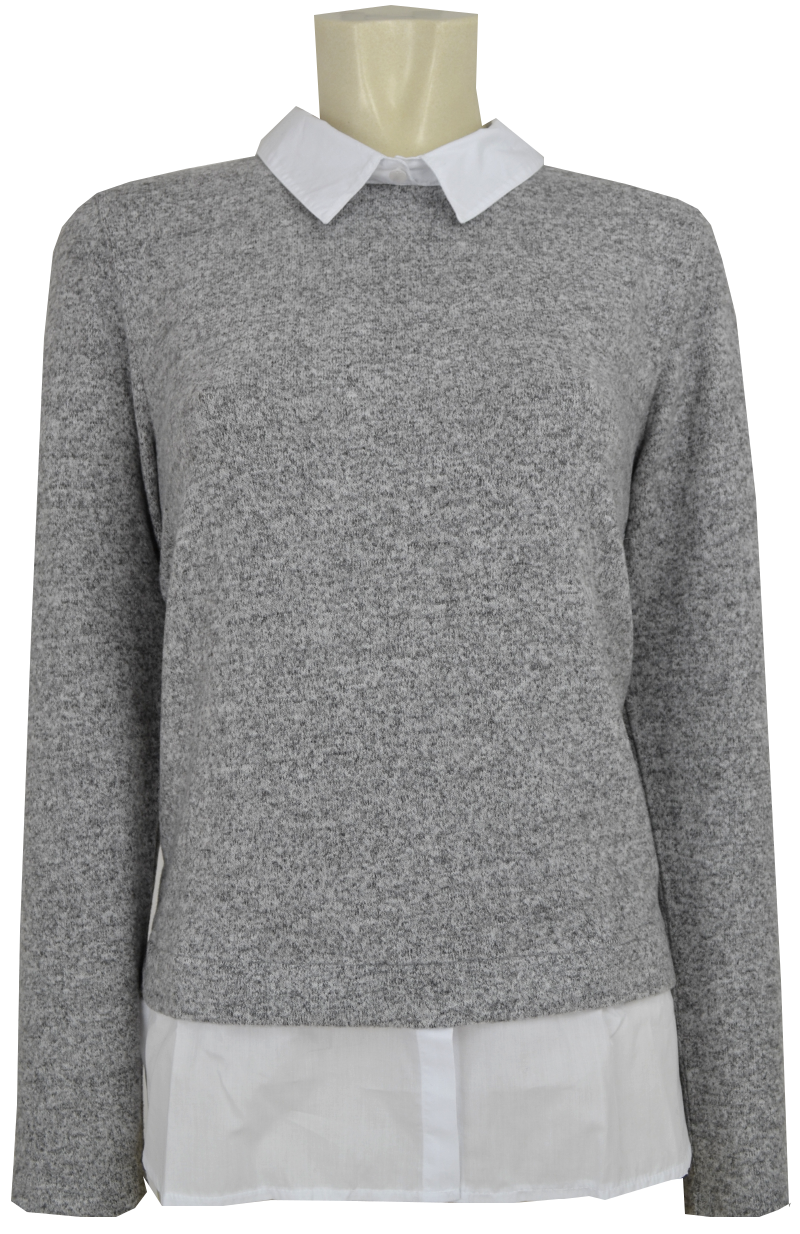 Blusen Pullover von MORE & MORE in grau meliert | Mode Dasenbrock