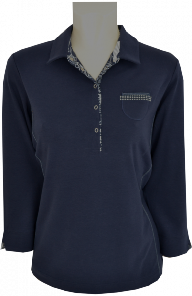 3/4 Arm Polo Shirt in marine-blau