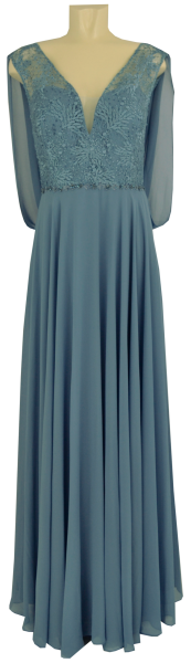 Langes Ballkleid in Rauchblau