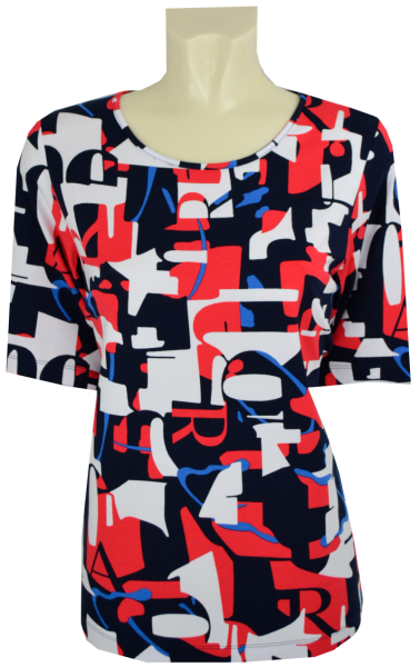 1/2 Arm T-Shirt in mehrfarbig gemustert mit rot