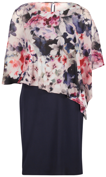 Mittellanges Kleid mit Volant in rose-dark blue