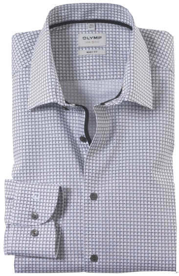 Level Five body fit Hemd in fein gemustert auf weiß