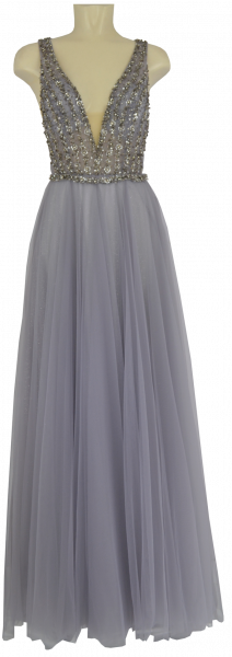 Langes Ballkleid in steel blue