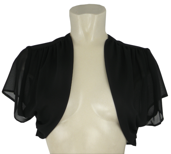 Kurzer Bolero aus Chiffon mit 14/4 Arm in schwarz