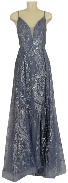 Ballkleid lang in grey-blue