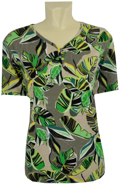 1/2 Arm Shirt in mehrfarbig mit oliv floral gemustert