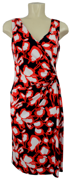 Etui Kleid in allover blue/red gemustert