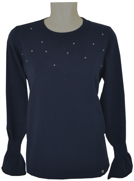 Pullover mit Trompetenärmeln in marine
