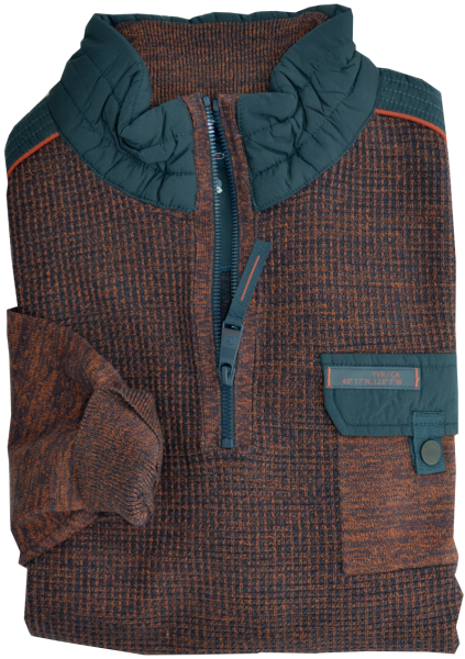 Pullover als Troyer mit R-V in orange-rost