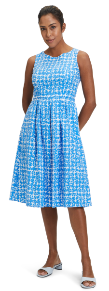 Mittellanges Kleid mit Druck in White/Blue