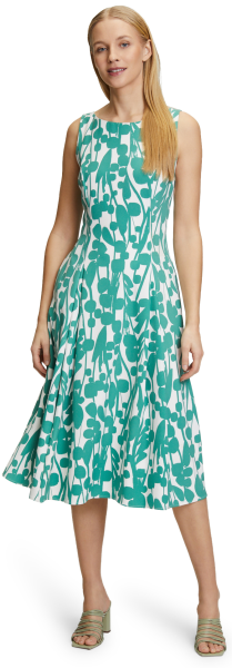 Mittellanges Kleid mit Druck in cream-green