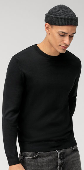 Pullover mit Rundhals in schwarz