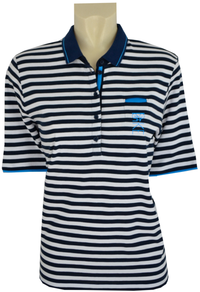 BIKER 1/2 Arm Polo Shirt in marine-weiß geringelt