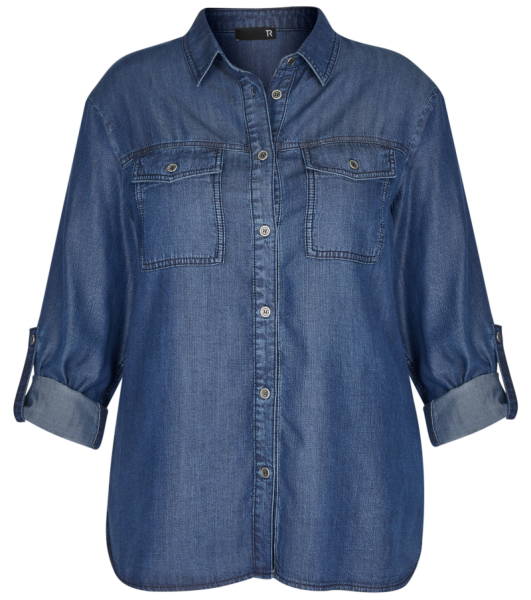 Jeansbluse zum krempeln in indigo blue