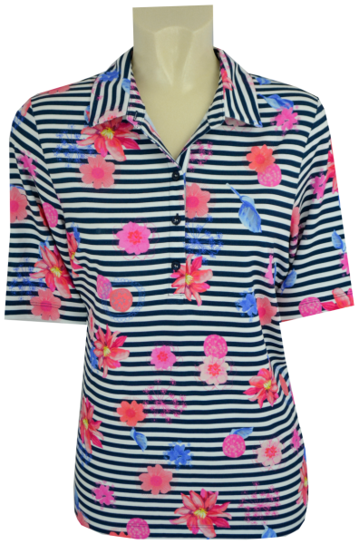 1/2 Arm Polo Shirt mit floralem Dessin