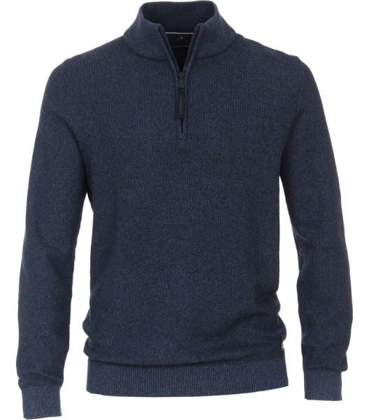 Pullover als Troyer in dunkel blau meliert