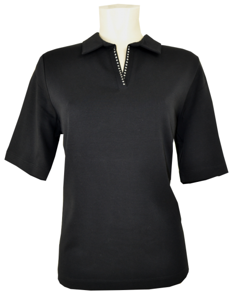1/2 Arm Polo Shirt in uni schwarz