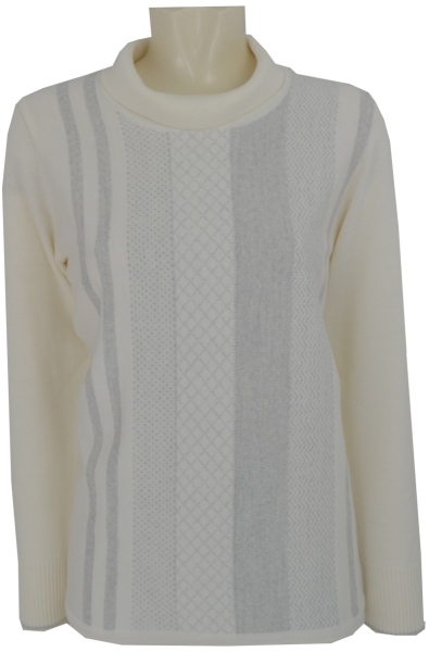 Pullover mit Umschlagkragen in wollweiß