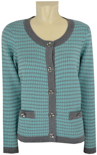 Strickjacke in mint-grau gemustert