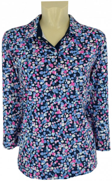 3/4 Arm Polo Shirt in mehrfarbig sportiv getupft